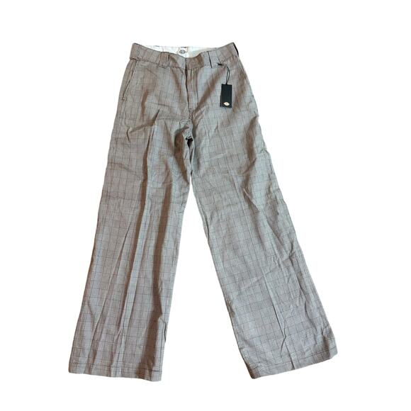 Dickies Brown Gingham Women's Pants 8R New with Tags Straight Leg - Picture 1 of 4